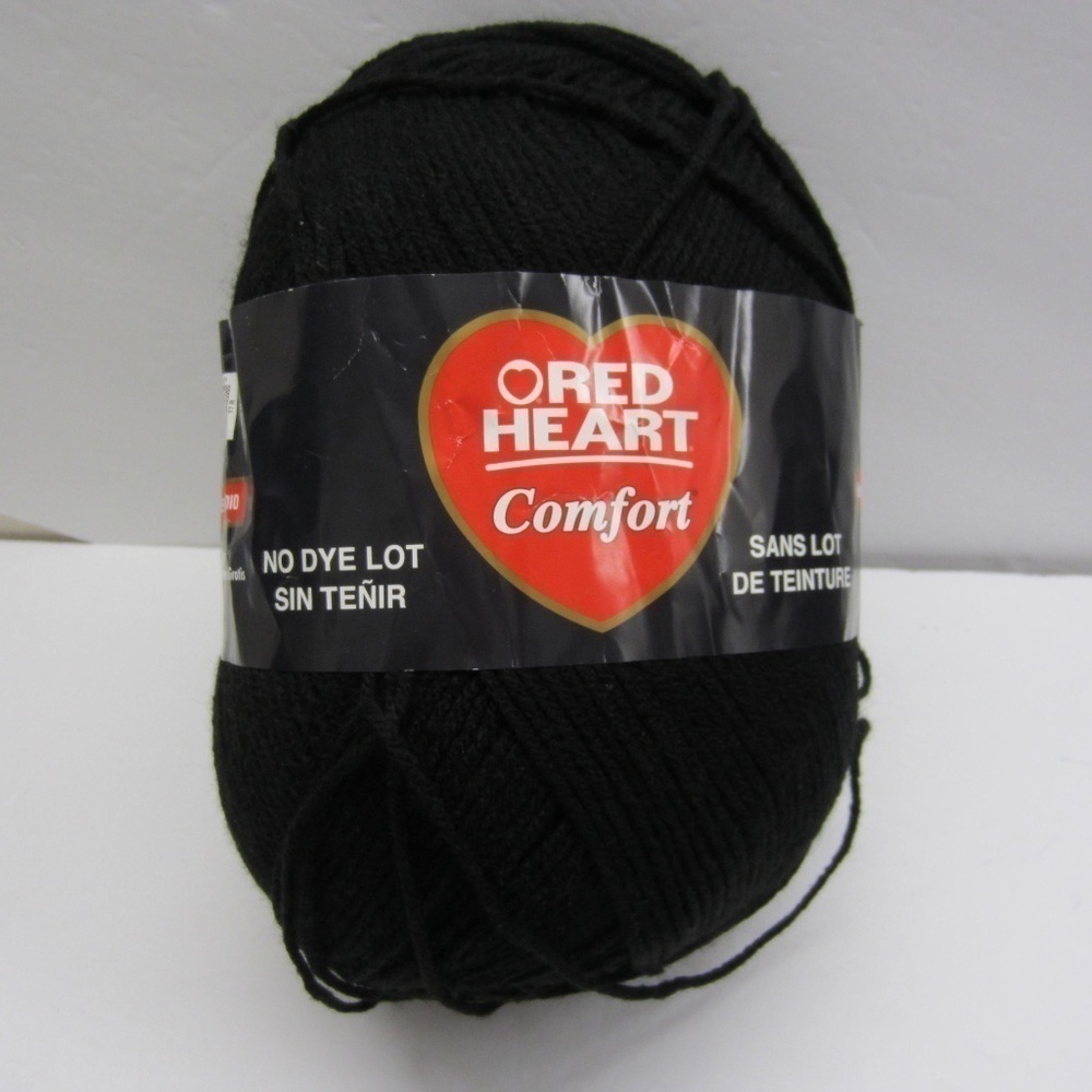 RED HEART Comfort‎ Yarn, Black  Weight category: 4;!100% Acrylic